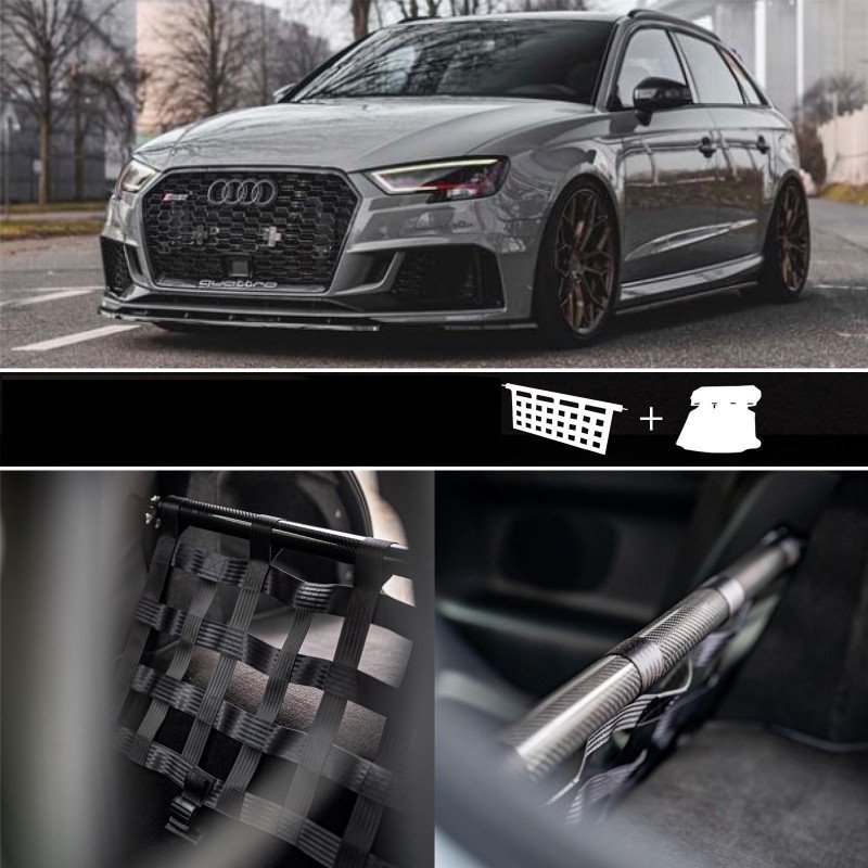 Clubsport Komplettset - Strebe mit Netz und Teppich für Audi A3 / S3 / RS3 8V Hatchback